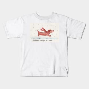 Dachshund through the snow Kids T-Shirt